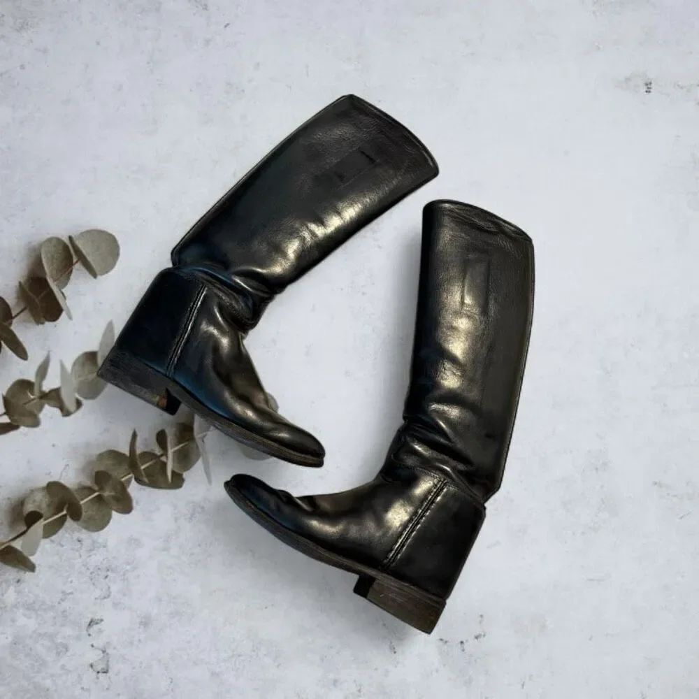 Vintage Cats Paw Black Leather Western Boots Cowboy Horse Riding 7